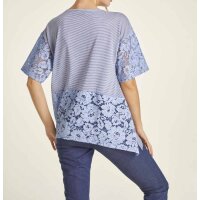 Jerseyshirt m. Spitze, blau-bunt