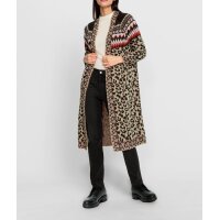 Megztas paltas su leopardo raštu, kupranugario juodumo
