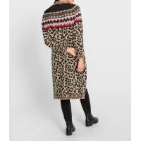 Megztas paltas su leopardo raštu, kupranugario juodumo