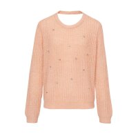 Grobstrickpullover m. Strass, rosé