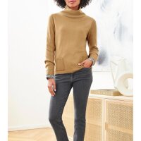 Srehkragen-Pullover m. Ripp-Details, camel