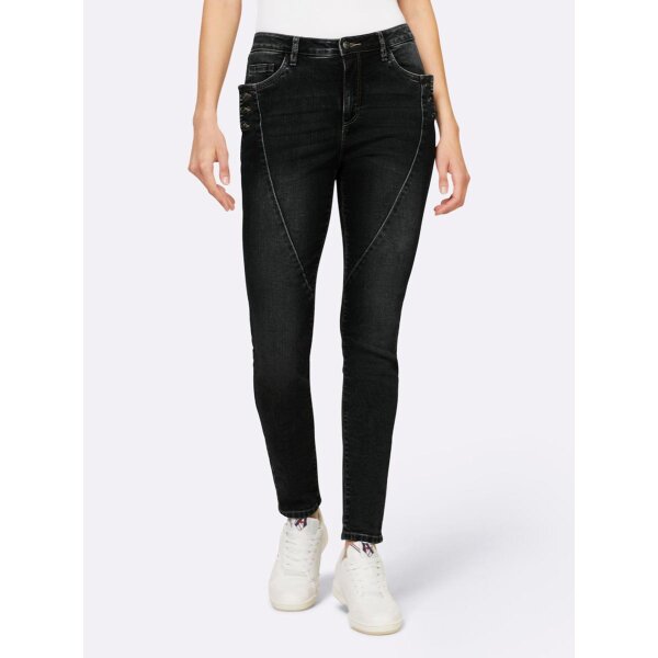 5-Pocket-Jeans in Crinkle-Optik, black denim
