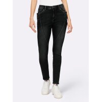 Five-pocket jeans in crinkle look, black denim
