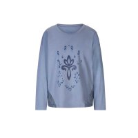 Shirt m. Spitze und Glitzerprint, taubenblau
