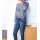 Shirt m. Spitze und Glitzerprint, taubenblau