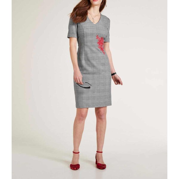 Sheath dress with embroidery, black-white