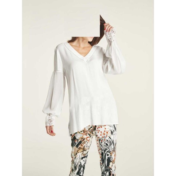 Bluse m. Spitze, ecru