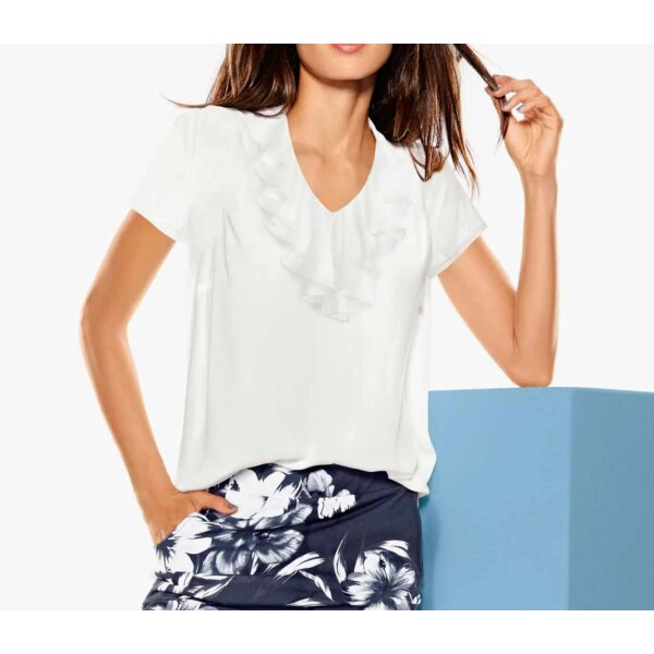 Shirt with flounces, ecru