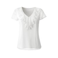 Shirt with flounces, ecru