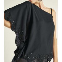 Longbluse m. Strass, schwarz