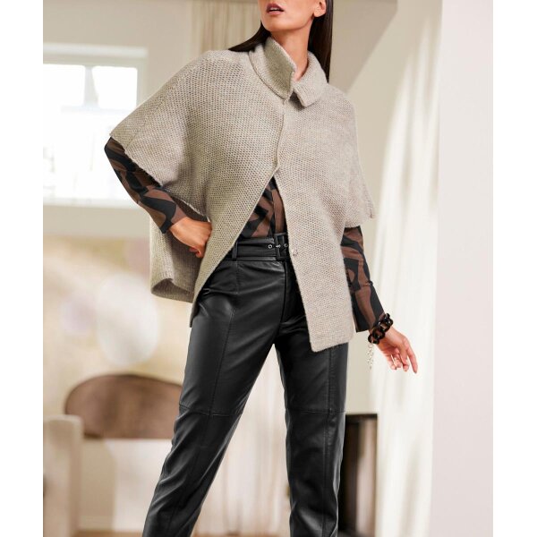 Strickjacke m. Stehkragen, champagner-beige-meliert