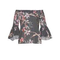 Carmenbluse "LOREEN", grau-rosé