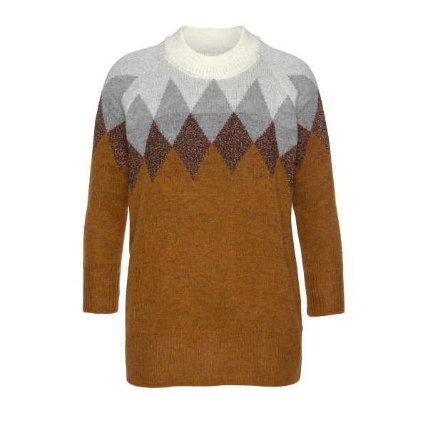 Sweter szaro-toffi-miedziany