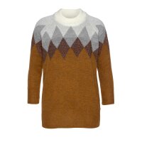 Sweter szaro-toffi-miedziany