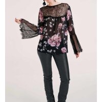 Lace blouse, black-rosé