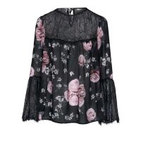 Lace blouse, black-rosé