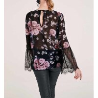 Lace blouse, black-rosé