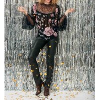 Lace blouse, black-rosé
