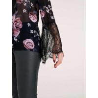 Lace blouse, black-rosé