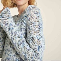Sweter dzianinowy, niebiesko-wielokolorowy