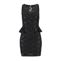 Spitzenkleid m. Pailletten, schwarz