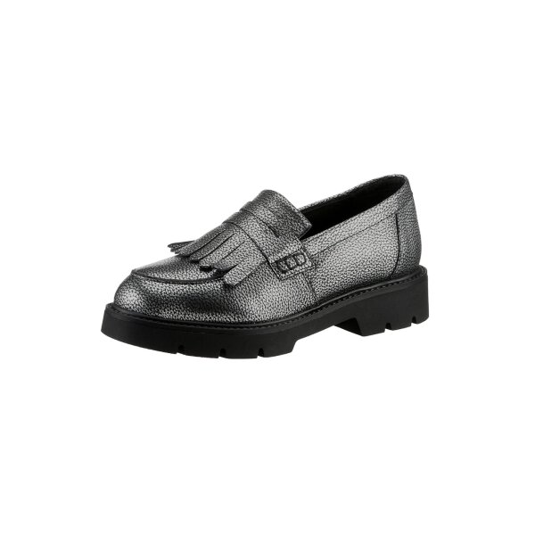 Rind-Nappaleder-Slipper, silbergrau