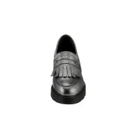 Rind-Nappaleder-Slipper, silbergrau