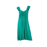 Jerseykleid m. Blumenrossette, smaragd