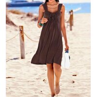 Jerseykleid m. Blumenrossette, schokobraun