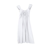Jerseykleid m. Blumenrossette, weiß
