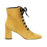 Ziegen-Veloursleder-Schnürstiefelette, gelb