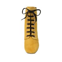 Ziegen-Veloursleder-Schnürstiefelette, gelb
