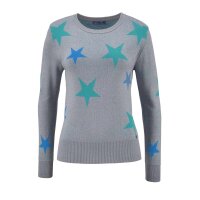 Feinstrickpullover, grau-bunt