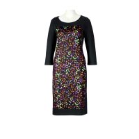 Designer-Druckkleid, schwarz-bunt