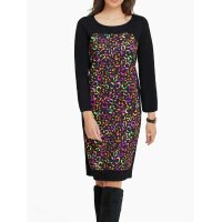 Designer-Druckkleid, schwarz-bunt