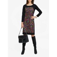 Designer-Druckkleid, schwarz-bunt