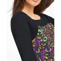 Designer-Druckkleid, schwarz-bunt