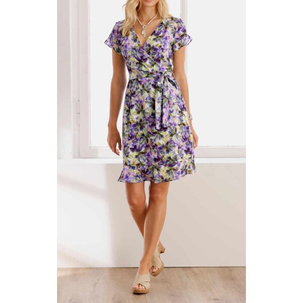 Designer-Volantdruckkleid, bunt