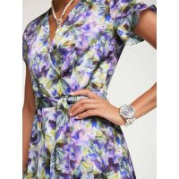 Designer-Volantdruckkleid, bunt