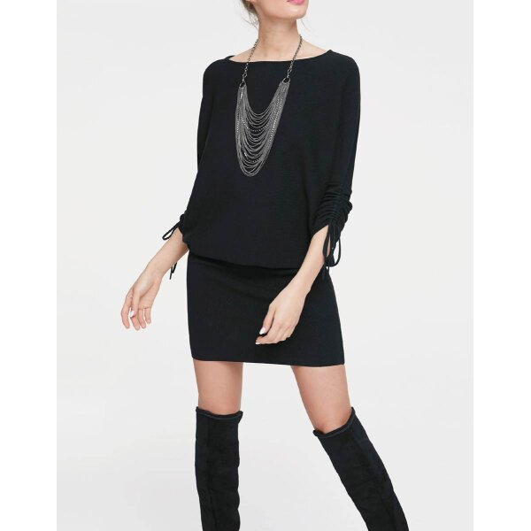 Rippenstrickkleid, schwarz