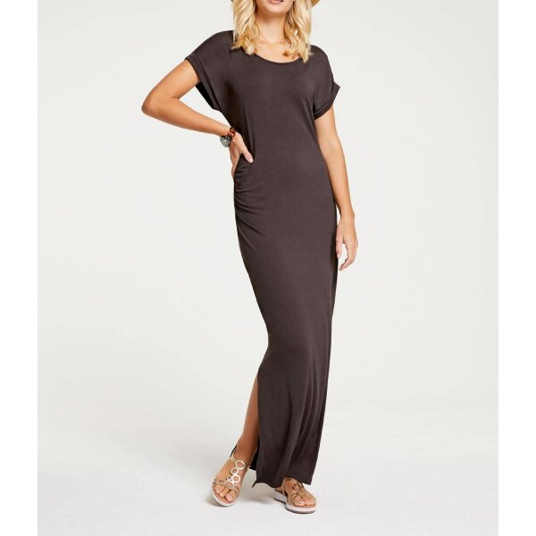 Designer-Maxi-Shirtkleid, braun