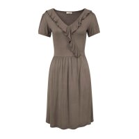 Kleid m. Rüschenvolants, taupe