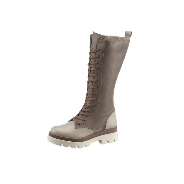Microfaser-Rind-Nappaleder-Stiefel, taupe-beige
