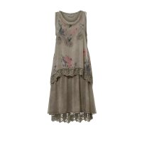 Layer dress, khaki-multicolour