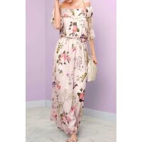 Designer-Maxikleid, rosé-bunt