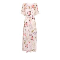 Designer-Maxikleid, rosé-bunt