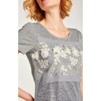 Džersio suknelė su 3D gėlių aplikacijomis, pilka