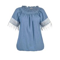 Marken-Carmenbluse, blau