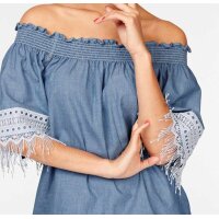 Marken-Carmenbluse, blau