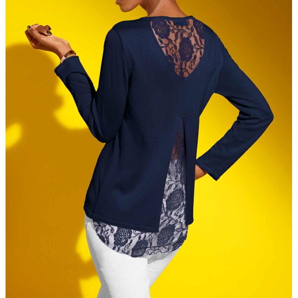 Sweater with lace parts in the back, navy